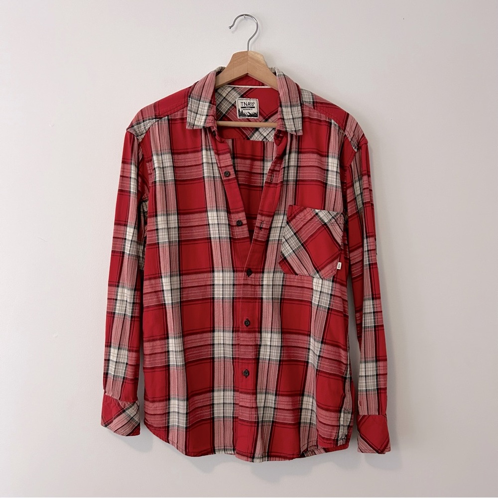 TNA Boyfriend Fit Plaid Shirt Red Size S